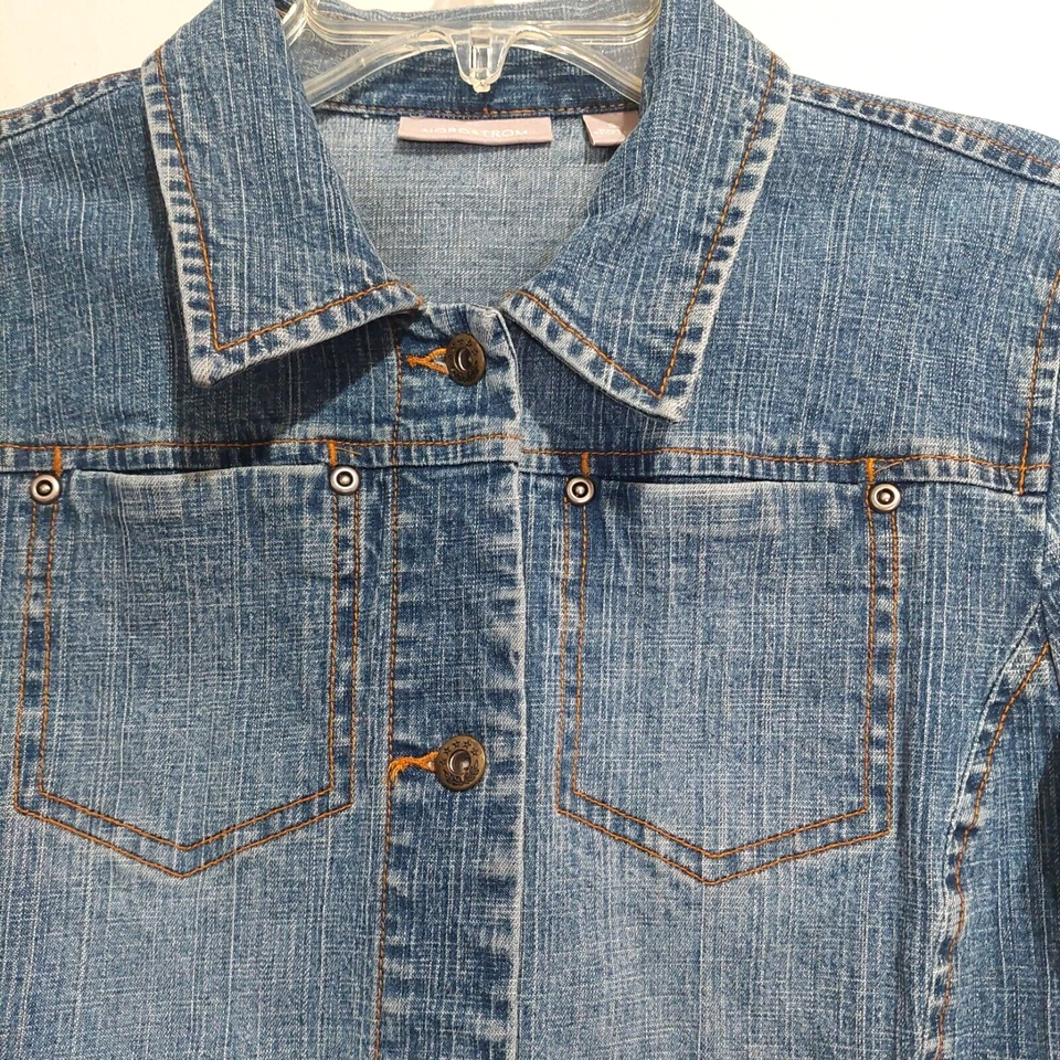 Nordstrom женщин размер маленький женщин джинсовой ткани талии куртка на пуговицах карманы эластичной - Изображение 3 из 4