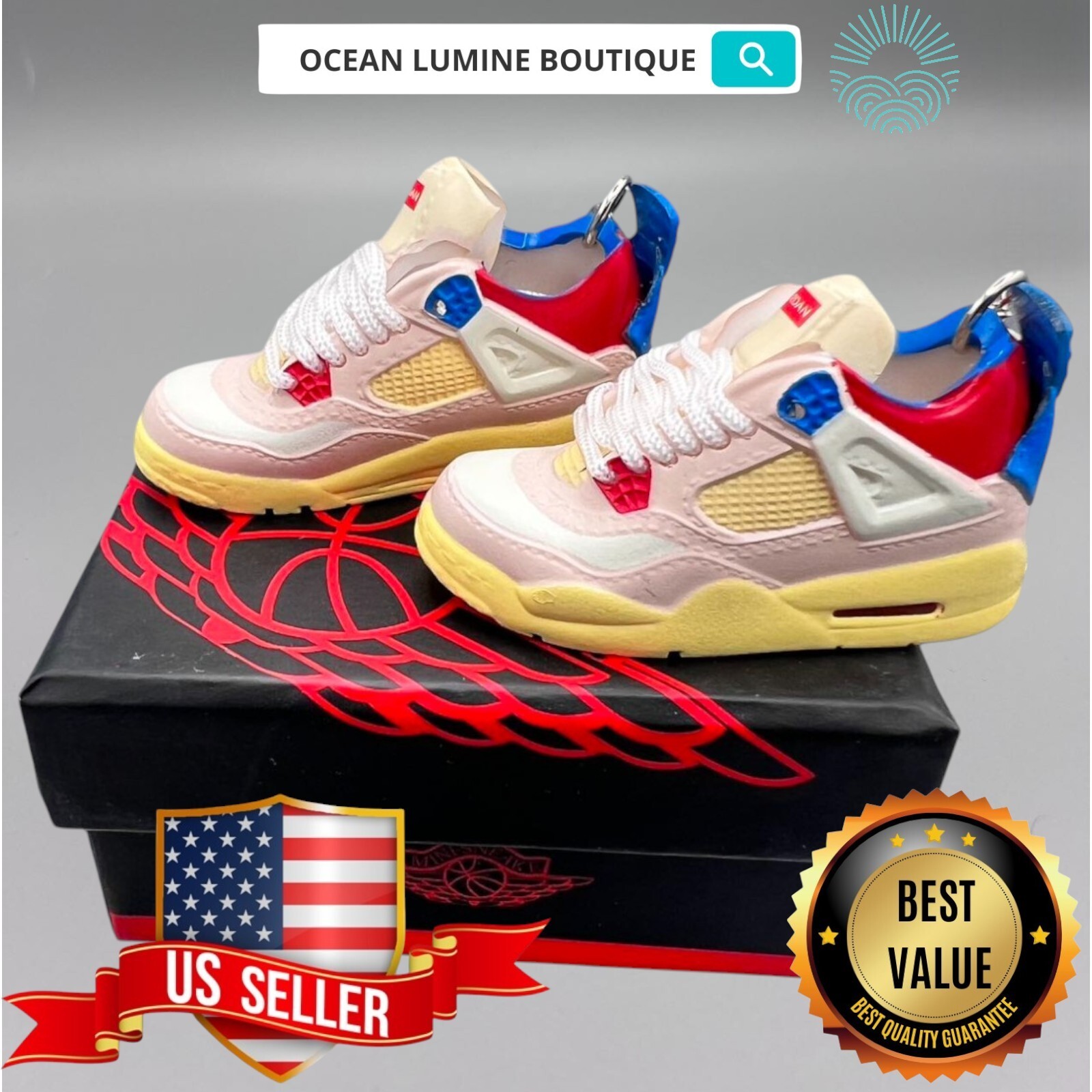 Air Jordan 3D Mini Sneaker Keychain, Shoe Keyring Shoe Box, Display Box Option