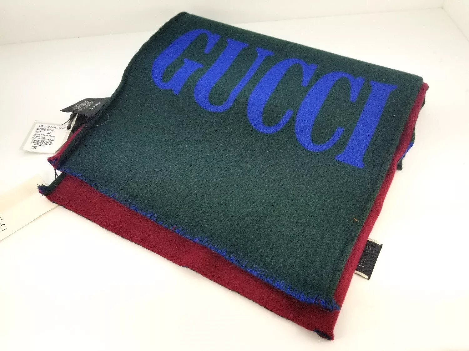 Foulard homme Gucci JACQUARD laine logo soie vert bourguignon 35 x 180 soie, laine 525559