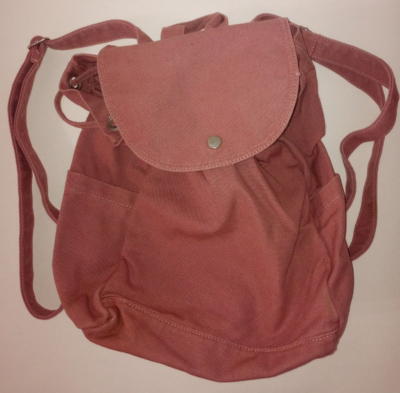 baggu women's canvas mini backpack Baggu Canvas Drawstring and Snap-Close 12-inch Bag Backpack - Salmon