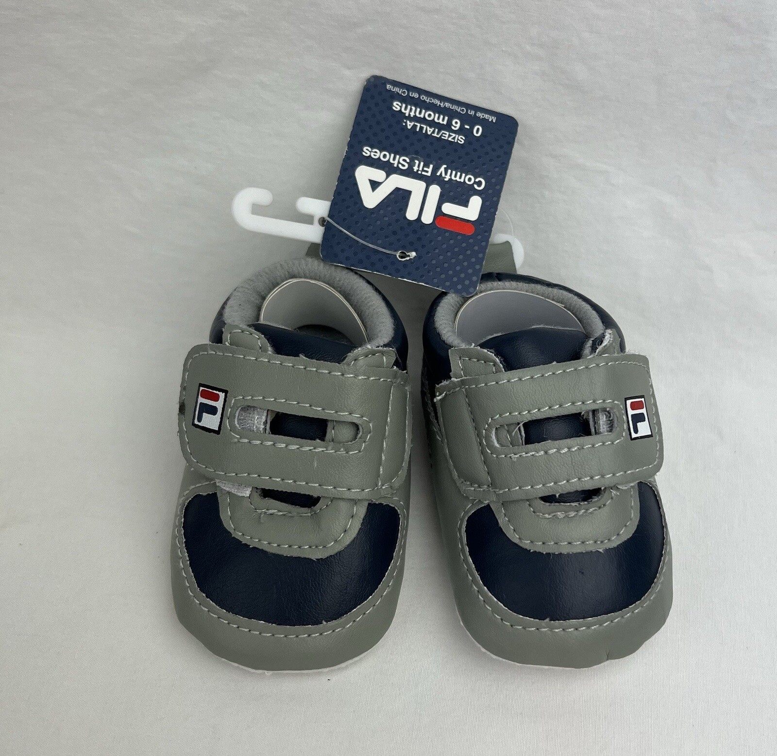 PONY SCARPE CULLA FILA PRE WALKER NUOVE CON ETICHETTE NEONATO BAMBINO BAMBINO 0 6 MESI GRIGIO BLU