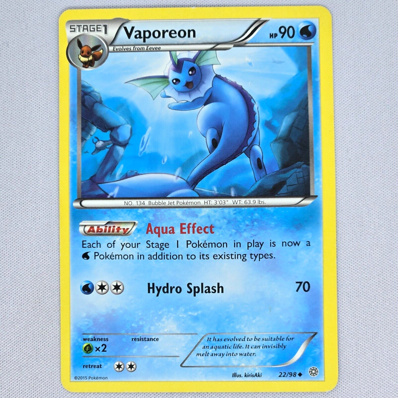 Vaporeon 22/98 Ancient Origins Regular Uncommon Pokemon Card TCG English LP