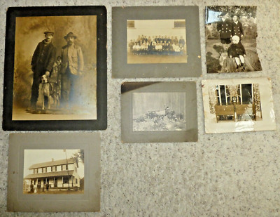 Old Antique Photos Lot of 6 Originals Different Sizes 4 with Frame Mats