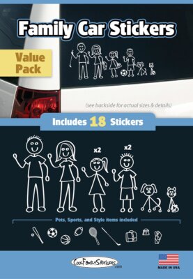 WMI Designs (12050) White Line Family Vinyl Stickers Compact Kit (18)
