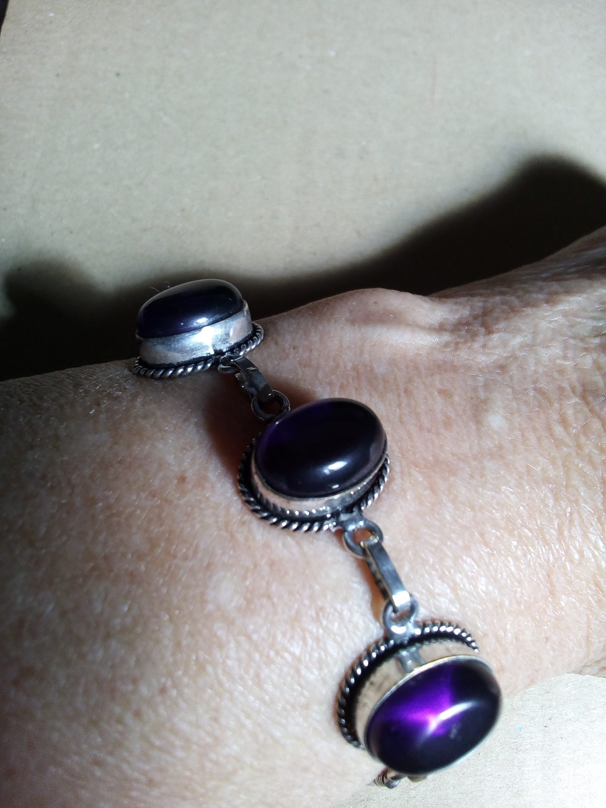 Bracelet améthyste ajustable et véritable bracelet argent 925 de 20cm BR39 - 3