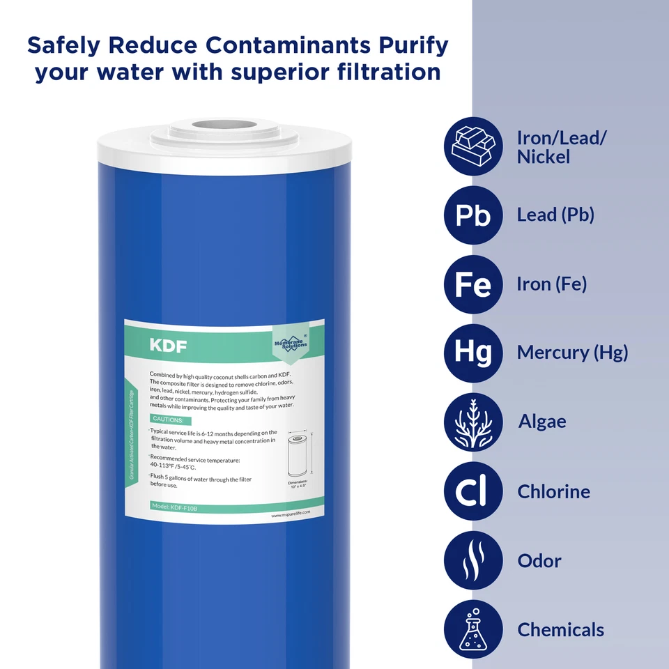 1-6 Pack 10"x4.5" KDF Carbon Big Blue Water Filter Heavy Metal Removal For DB10C - Image 3 of 4