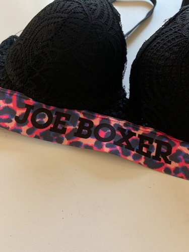 NEW! Joe Boxer Women's Sz 34B Leopard Logo Lace Demi Push Up Underwire Bra - Picture 2 of 7