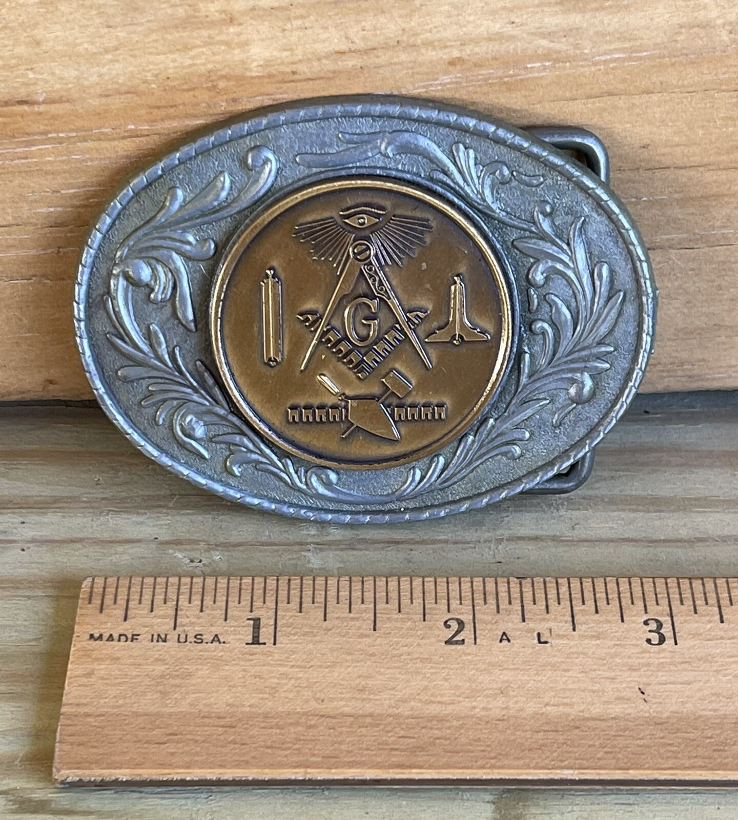 Solid Brass Mason Masonic Freemasonry Vintage Ova… - image 2