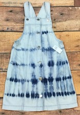 Gap Kids Girls Medium 8-9 Soft Denim Tie Dye Overall Dress. Nwt