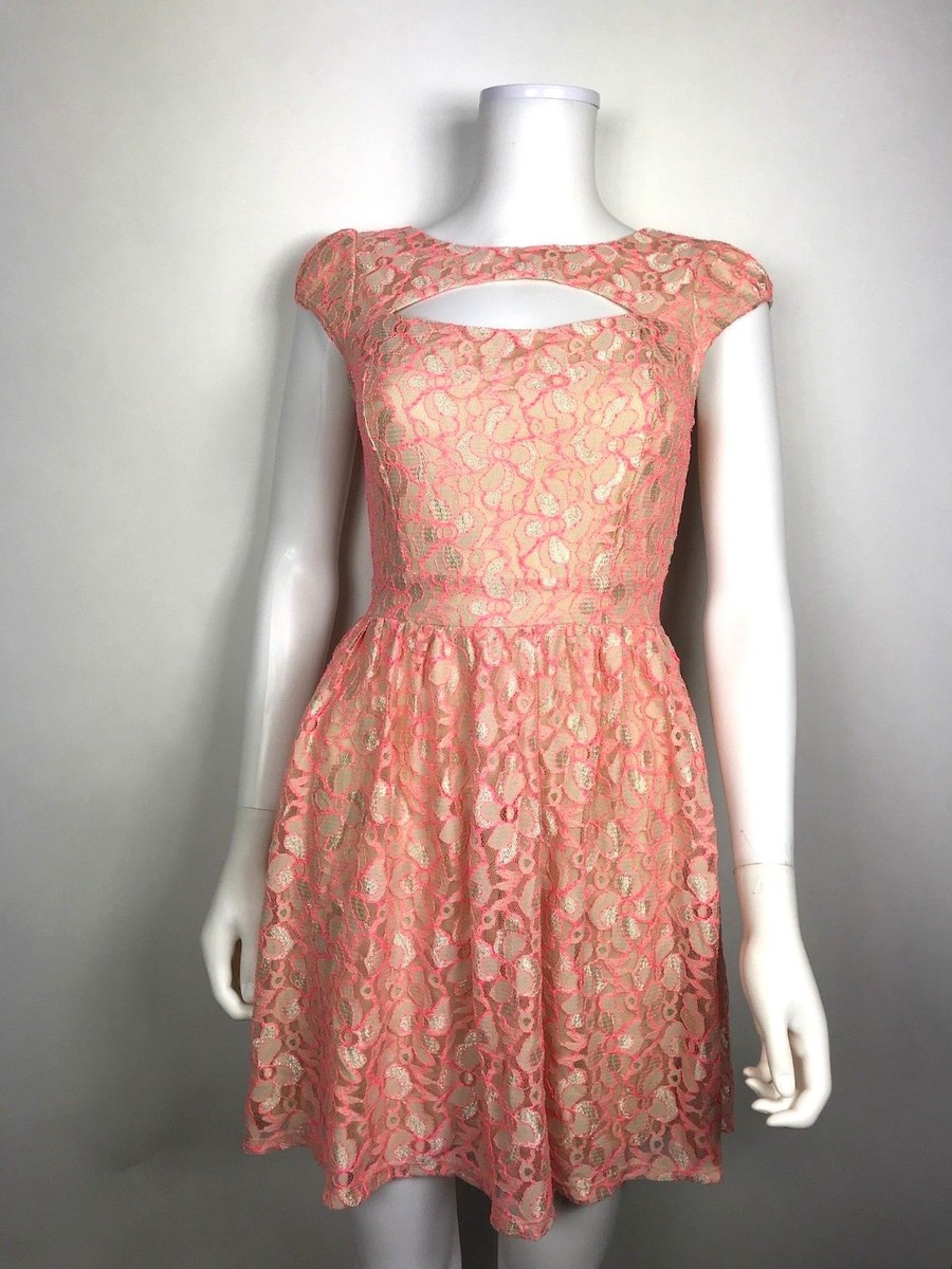 MALLOY Los Angeles Women's Floral Lace Cocktail Party Dress Cut outs Sz M  Medium | eBay
