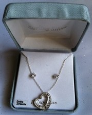 Sterling Silver/Cubic Zirconia Heart Shape Pendant With 18" Chain Earring Set