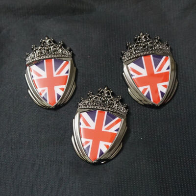 3x Black Glossy U.K. Flag Metal Emblem Badge Decal Sticker Car England uk Racing