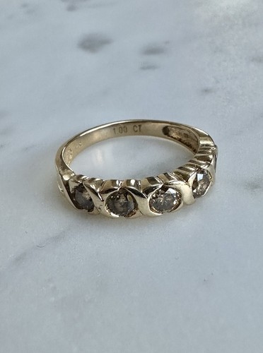 9ct Gold 1 Carat Champagne Diamond Ring 1.00ct Champagne Diamond Eternity Ring - Picture 3 of 24
