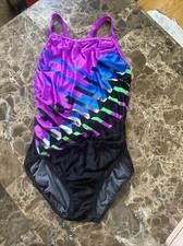 Speedo Vintage One Piece Patterned Bathing Suit 10/36 Mod Kawaii Made in USA EUC