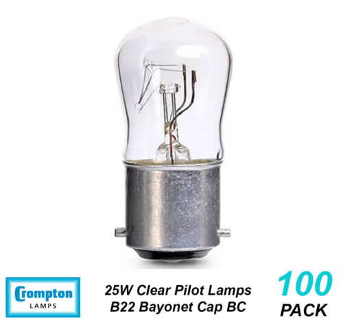 BULK 100 x 25W Clear Pilot Light Globes Bulbs Lamps B22 Bayonet BC 10181