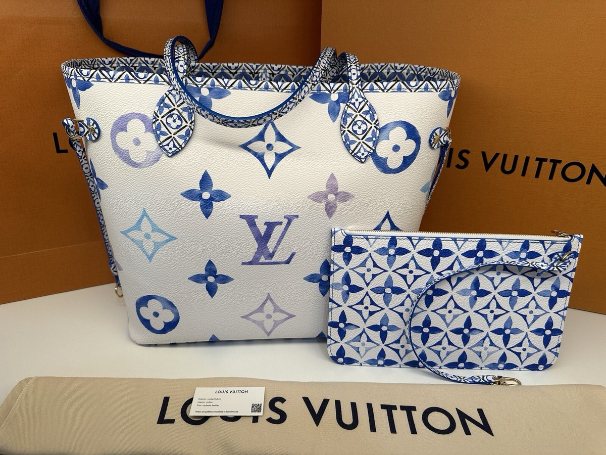 NIB Louis Vuitton Neverfull MM By The Pool Blue M22979 With Pouch
