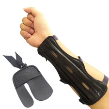 Archery Arm Guard Protector Set Forearm Gear Finger Tab Leather Bow Hunting