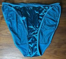 Vtg Morgan Taylor Second Skin Panties Double String 7/L High Cut Satin Nylon Y2K