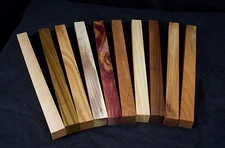 10 Piece 10 Species Hardwood Spindle Pen Blanks 1 x 1 x 12 Lathe Turning Lumber