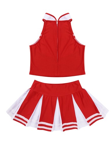 Kids Girls Cheer Leader Costume Cheerleading Outfit Tank Top and Skirt Socks Set - Picture 124 of 195