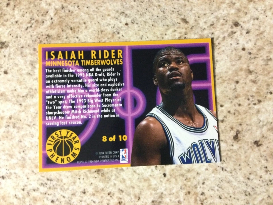 Isiah Rider 94 fleer first year - Image 2 of 2