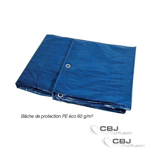 Bâche de 6 x 10 m ultra légère avec œillets de fixation faciles