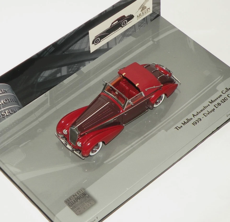 1/43 MINICHAMPS 1939 DELAGE D8-120 CABRIOLET CHAPRON MULLIN MUSEUM N/ILARIO/HECO - Image 3 of 4