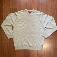 Vintage CHAPS Men's Sweater LARGE Wool Blend Beige Tan Pullover Luxury