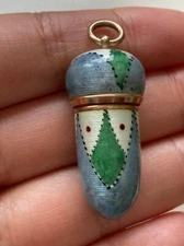 Rare antique brass and sterling silver enamel cigarette stick holder