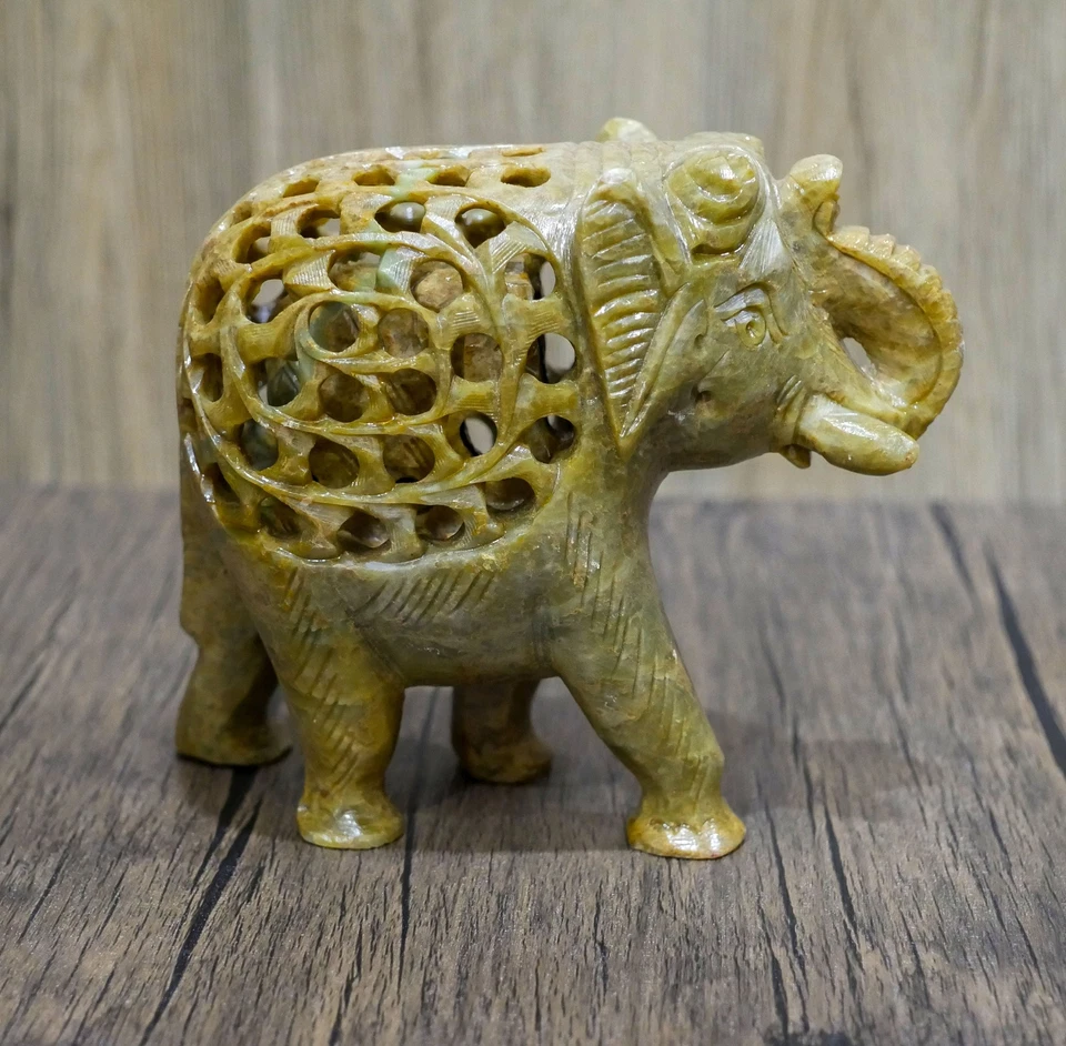 Estatua trompa de elefante hecha a mano | Jabonera natural decoración del hogar - 7" de largo Foto 2 de 4