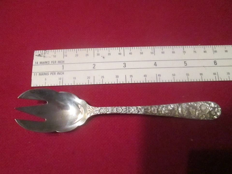 Tenedor o cuchara para helado Kirk & Son plata esterlina S 6" con monograma GBP Foto 3 de 4