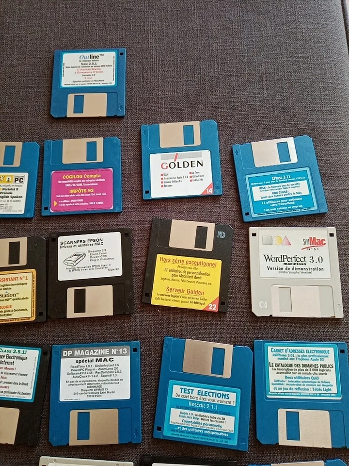 vintage lot 26 disquettes divers jeux ordinateur logiciels Apple macintosh mac - Photo 4/4