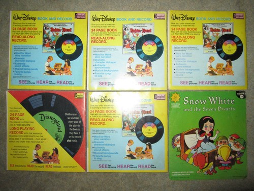6 vtg kids' Disney PBs with 45 RPM records, Snow White Wizard of Oz Petes Dragon - Picture 8 of 10