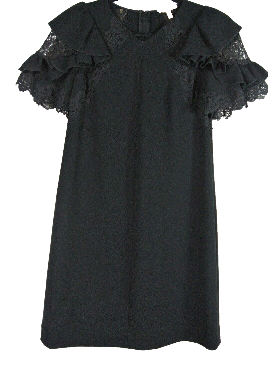 NEW Rebecca Taylor Ruffle Sleeve Lace Sheath Dress in Black - Size 0 #D254