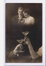 Surreal Real Photo Postcard RPPC - Fantasy Lovers Toasting Champagne 