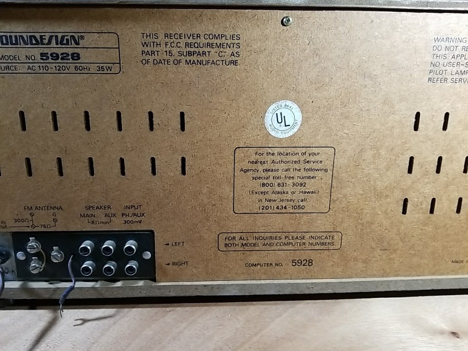 Vintage Soundesign PLL AM-FM Stereo Receiver/ 8 Track Recorder 5928 ...