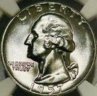 1957 P Washington Silver Quarter NGC MS66 Nice Blazer