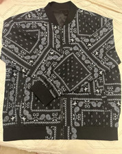 Mens Black/White Paisley Bandana Print Bomber...