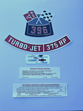 5 Decals Kit 69 Chevelle 396 375 Decals Engine Air Cleaner Valve Covers 5 Decals Kit 69 Chevelle 396 375 Decals Engine Air Cleaner Valve Covers