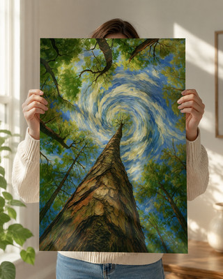 Swirling Sky Tree Poster Forest Canopy Nature Wall Art Print Rustic Decor