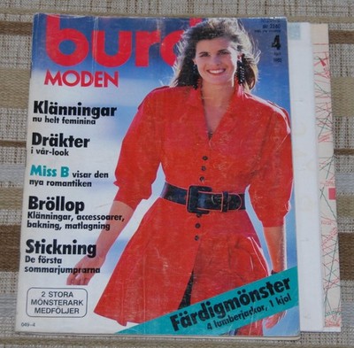 ''Burda Moden''  4 April, 1988 Sewing Magazine with Patterns Swedish Edition