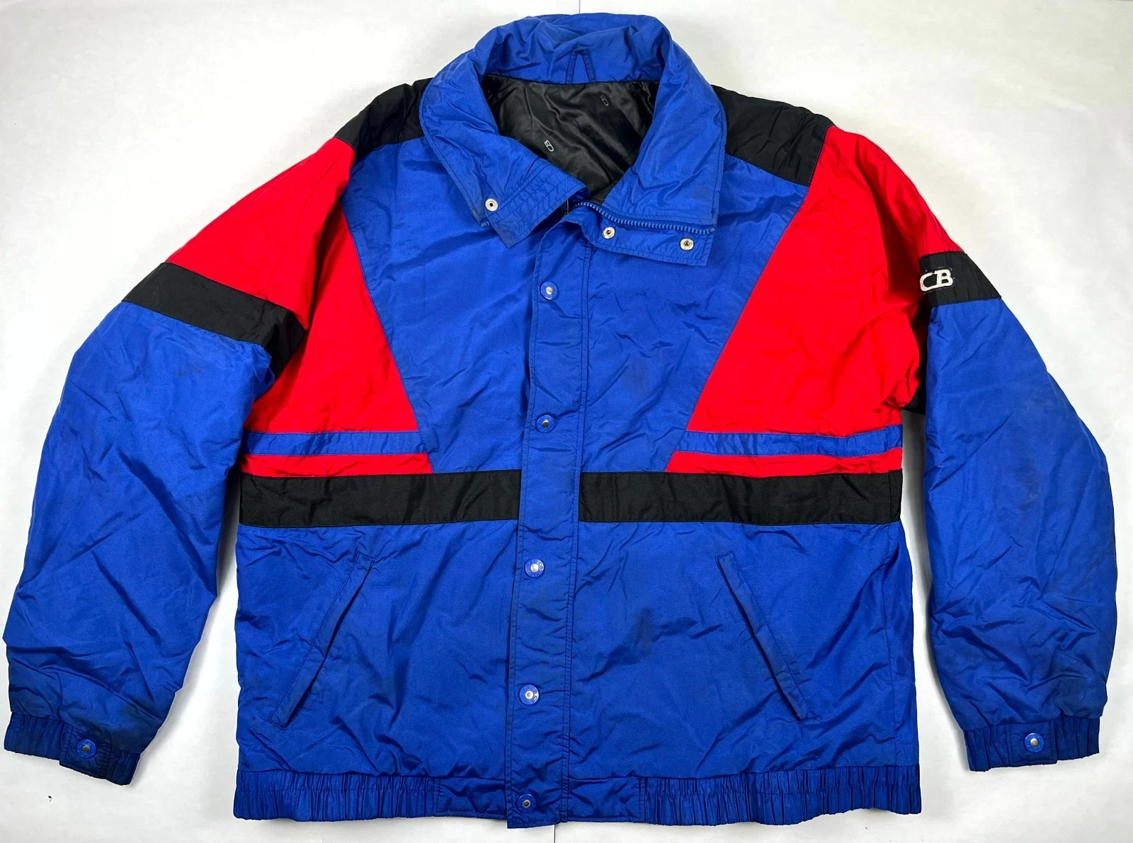 CB Sports Windbreaker Jacket Mens XL Multicolor Colorblock Nylon Logo Insulated