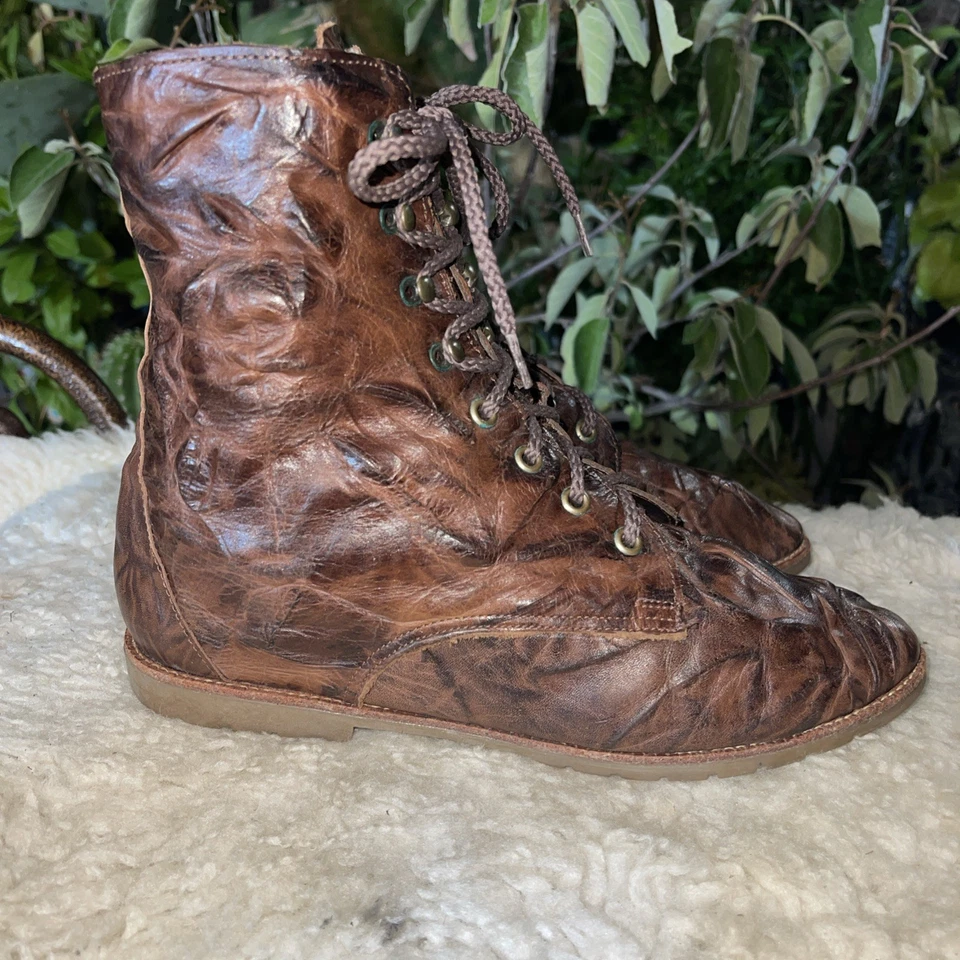 Vintage Sbicca Women Leather Lace Up Ankle Boots Brown Size 7 - Image 4 of 4