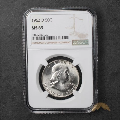 1962-D Franklin Silver Half Dollar 50c - NGC MS63 - Denver