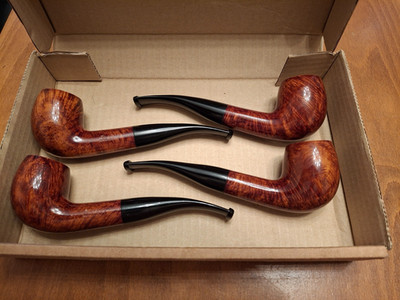Beautiful sample set of 4 large Barling Guinea Grain pipes with 9mm filter stems