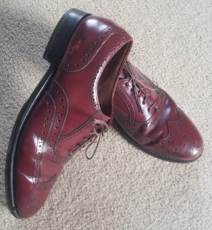 HANOVER MASTERFLEX LEATHER BROUGES MEN'S WINGTIP DRESS SHOES 8.5C MADE IN USA 