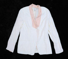 Lauren Conrad Womens Off White Light Pink Lapel Long Sleeve Open Front Blazer 6