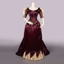 1890s Queen Evening Dresses Victorian Edwardian Gothic Southern Belle Ball Gown