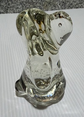 Leonard Towle  Bassett Hound Controlled Bubble Crystal Figurine or Paperweight