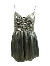 MICHAEL Michael Kors Women's Pleated Lame Bustier Dress (10, Gold)